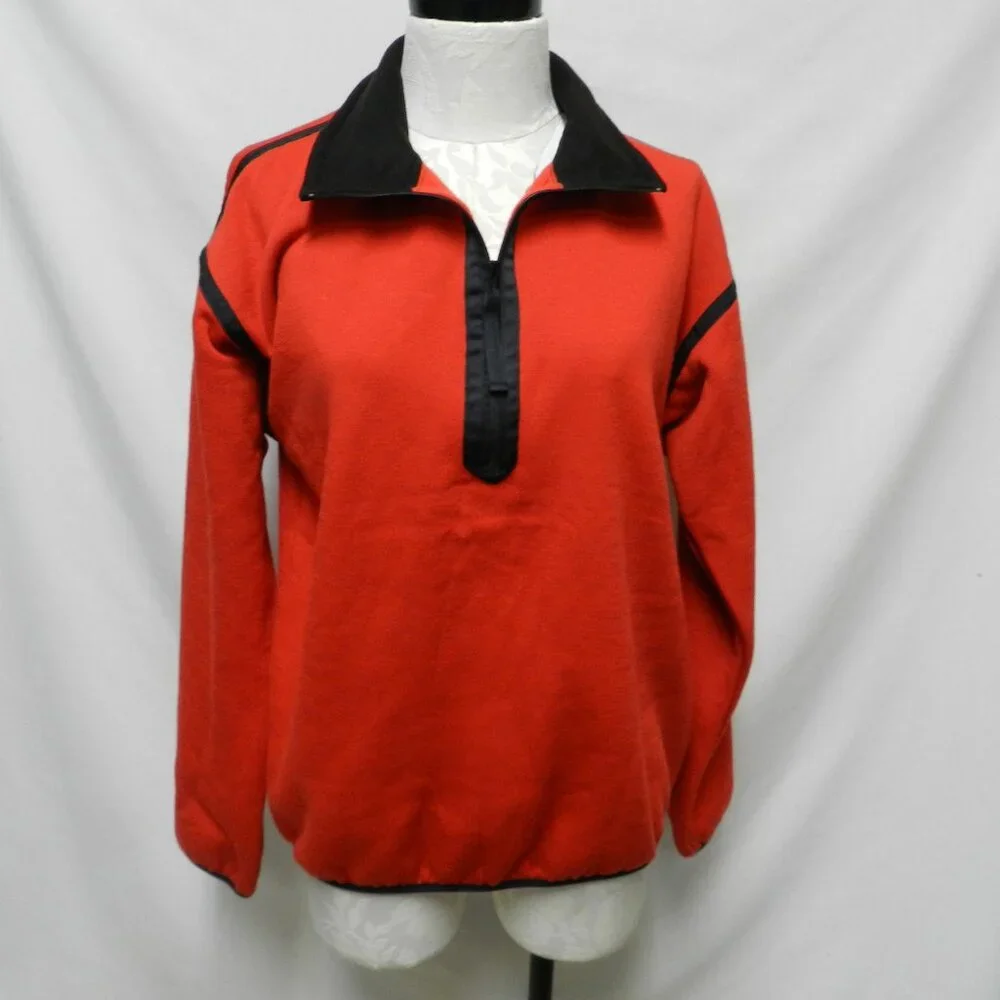 North Face Vintage sweatshirt red 1/4 Zip Fleece Lined Size Sz Medium Md M